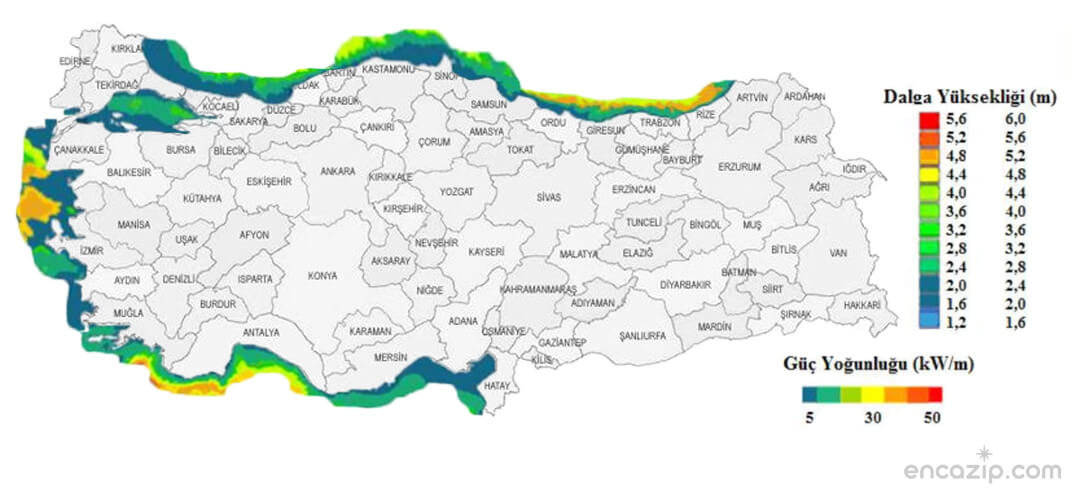 Türkiye dalga enerjisi haritası