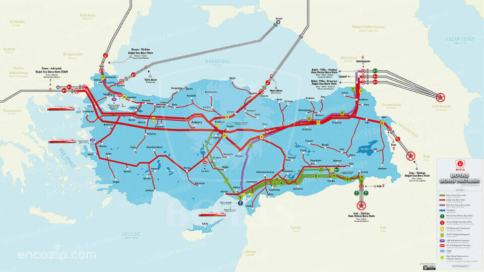 Türkiye'de bulunan doğal gaz boru hatları
